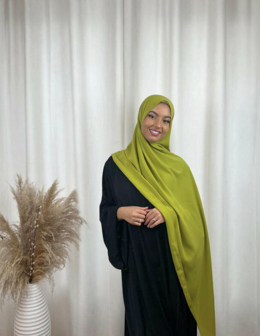 Hijab Premium Soie De Médine - Vert Olive.