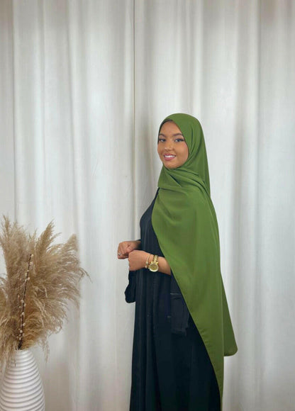 Hijab Premium Soie De Médine - Vert Kaki.