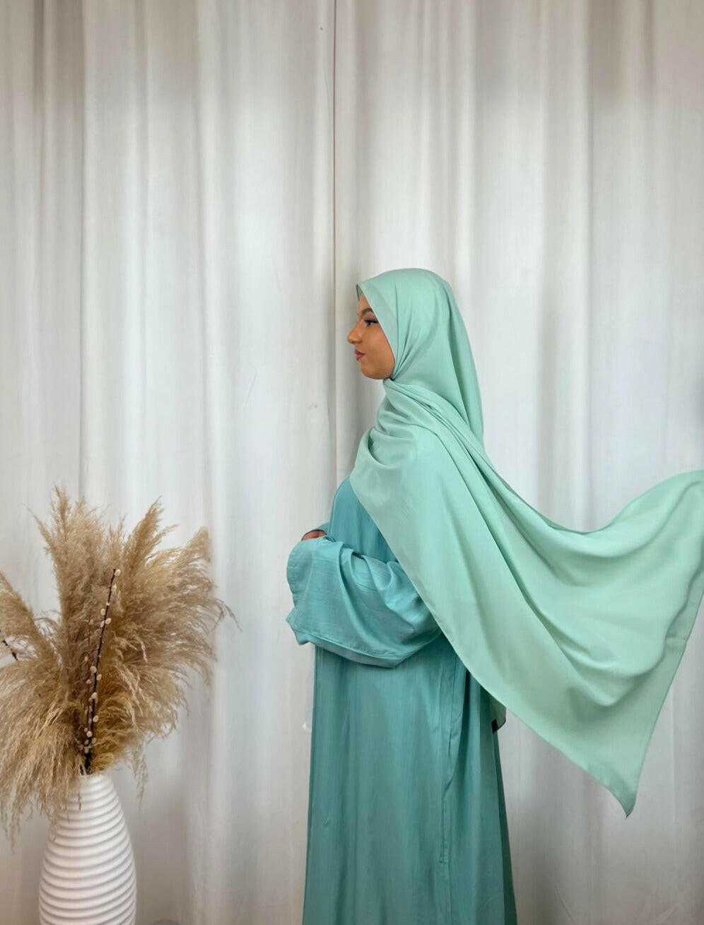 Hijab Premium Soie De Médine - Vert d'eau.