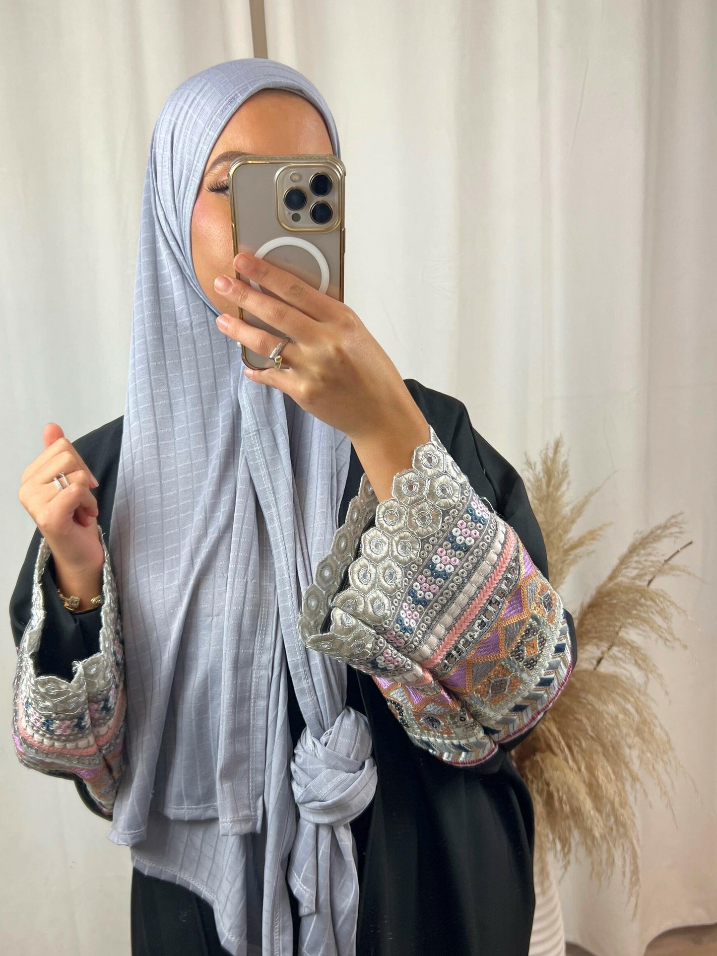 Hijab Prémium Jersey - jacquard - Gris.