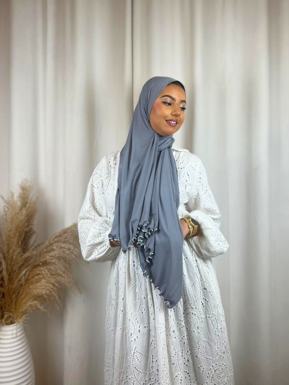 Hijab Premium Jersey Frisé - Gris Clair MonHijab.fr