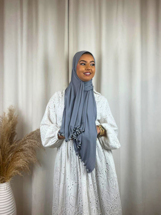 Hijab Premium Jersey Frisé - Gris Clair MonHijab.fr