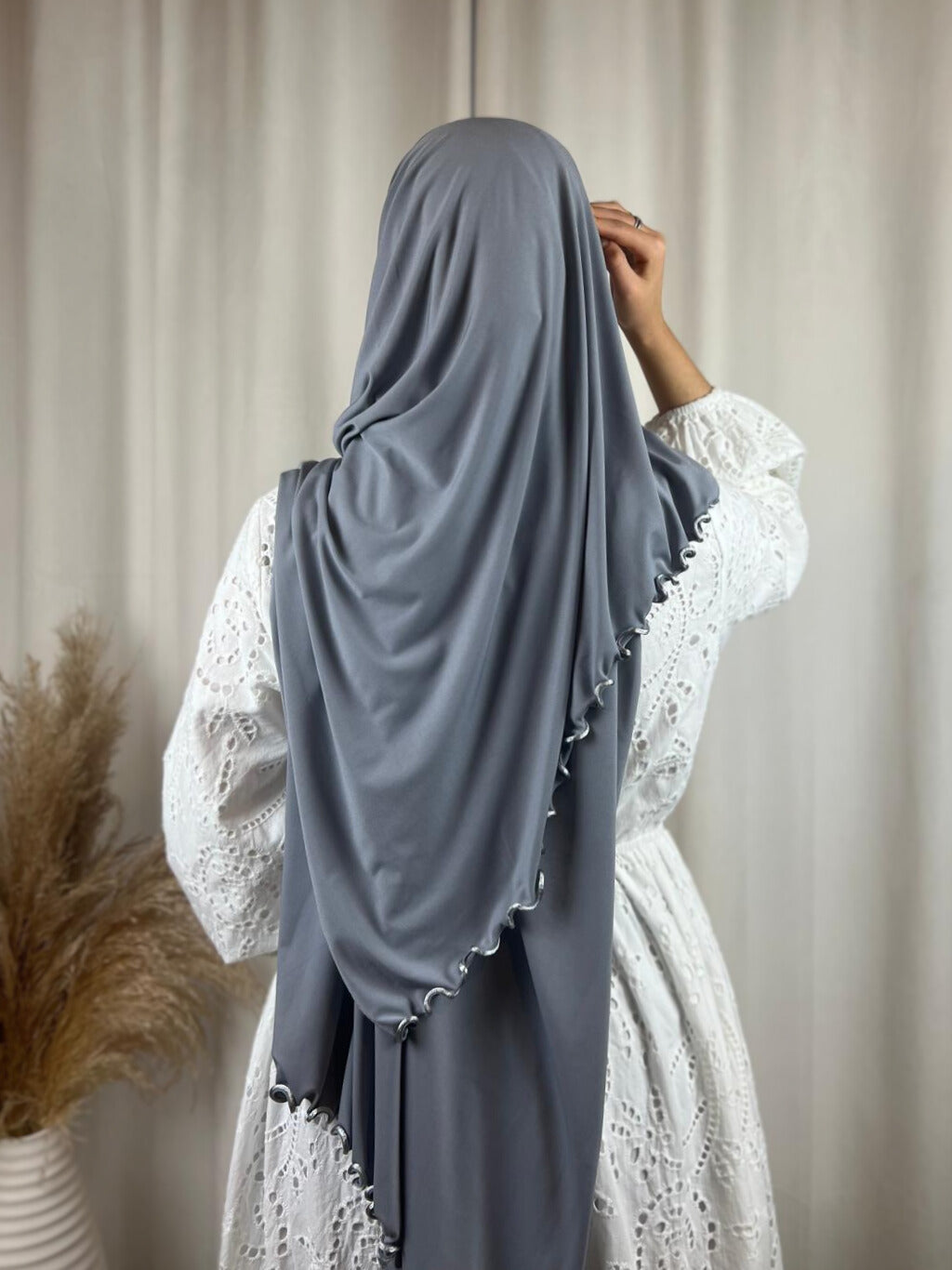 Hijab Premium Jersey Frisé - Gris Clair MonHijab.fr