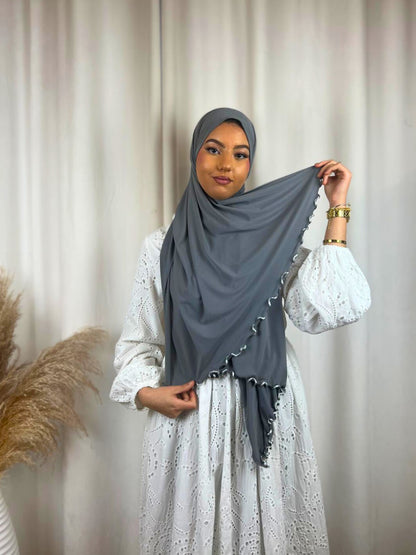 Hijab Premium Jersey Frisé - Gris MonHijab.fr