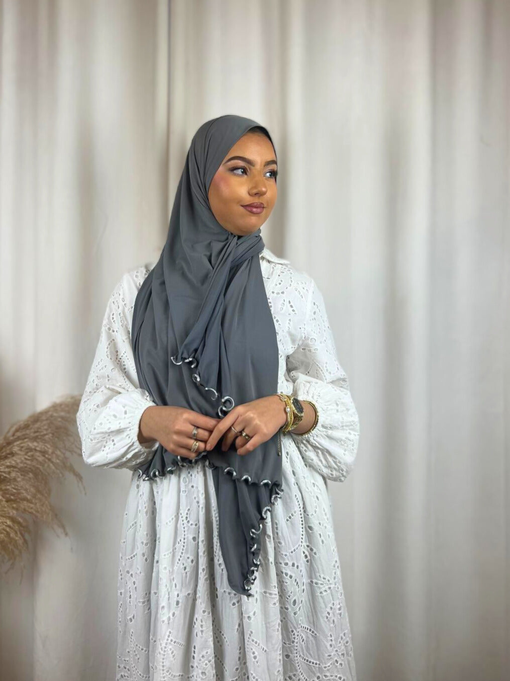 Hijab Premium Jersey Frisé - Gris MonHijab.fr