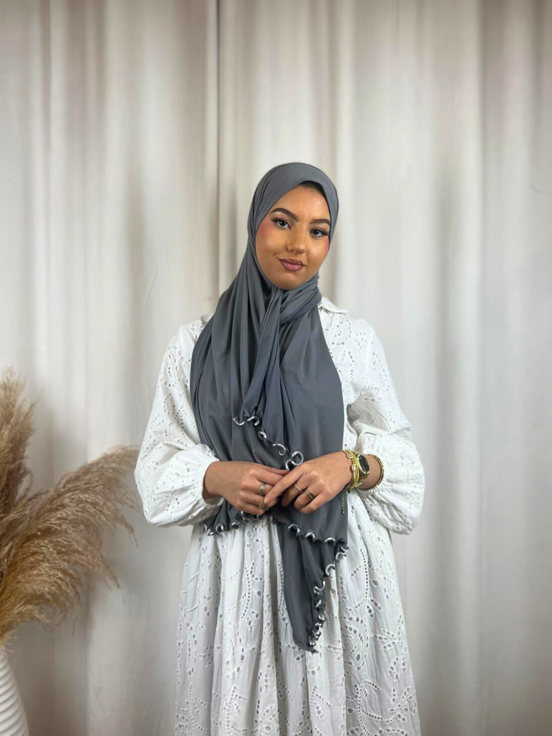 Hijab Premium Jersey Frisé - Gris MonHijab.fr