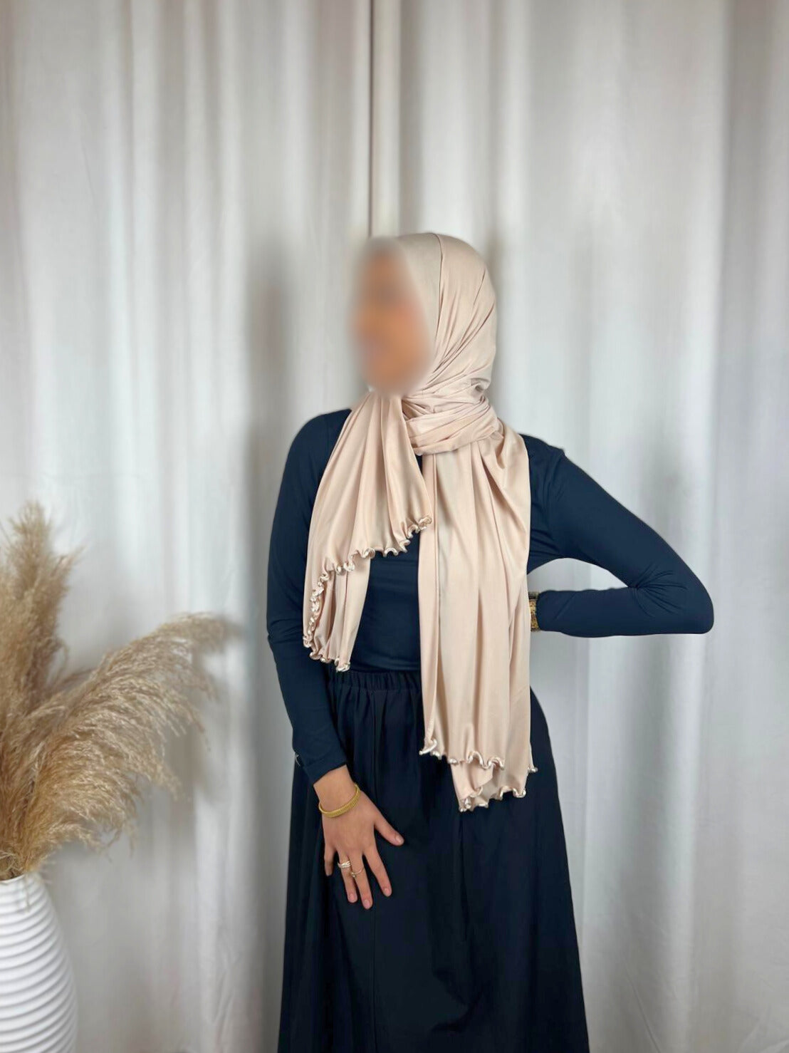 Hijab Premium Jersey Frisé - nude rosé MonHijab.fr