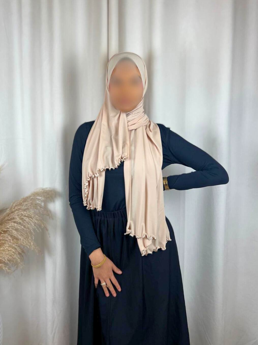 Hijab Premium Jersey Frisé - nude rosé MonHijab.fr