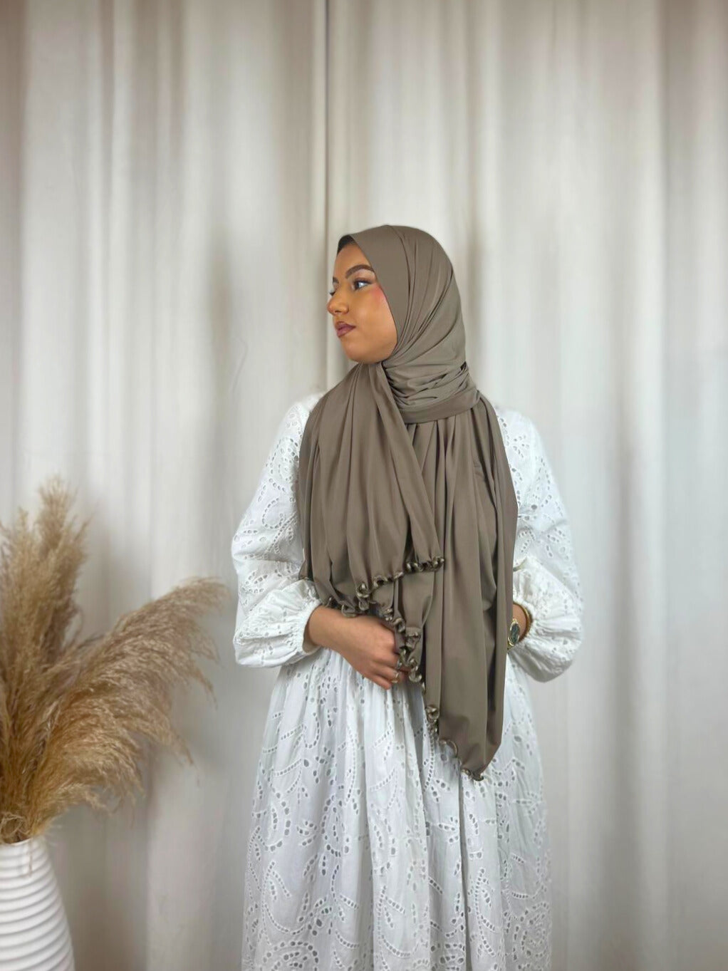 Hijab Premium Jersey Frisé - Taupe MonHijab.fr