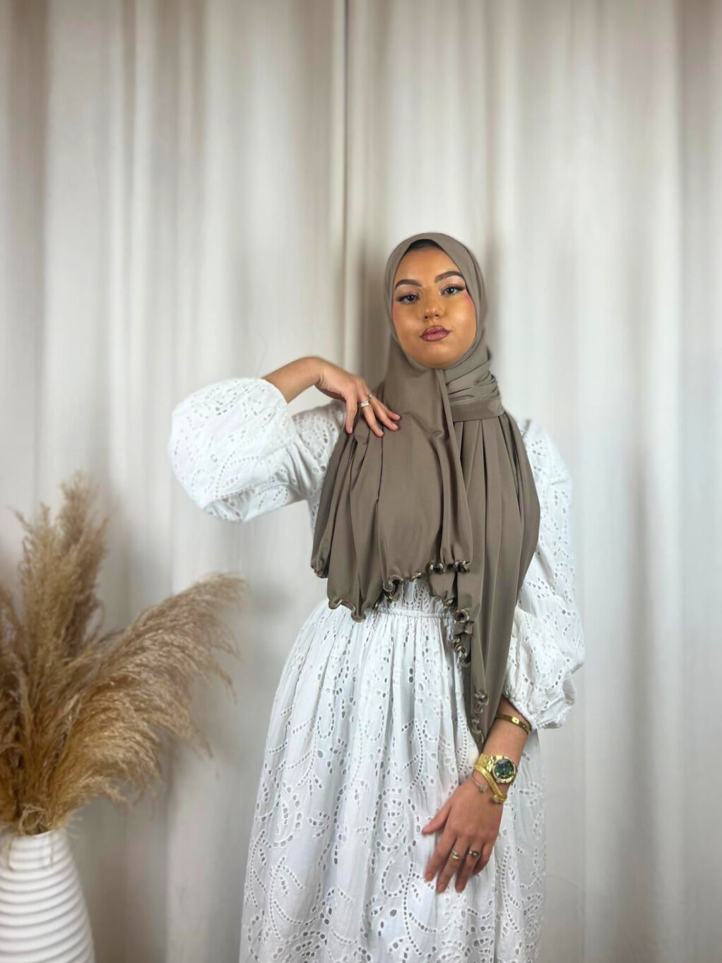 Hijab Premium Jersey Frisé - Taupe MonHijab.fr