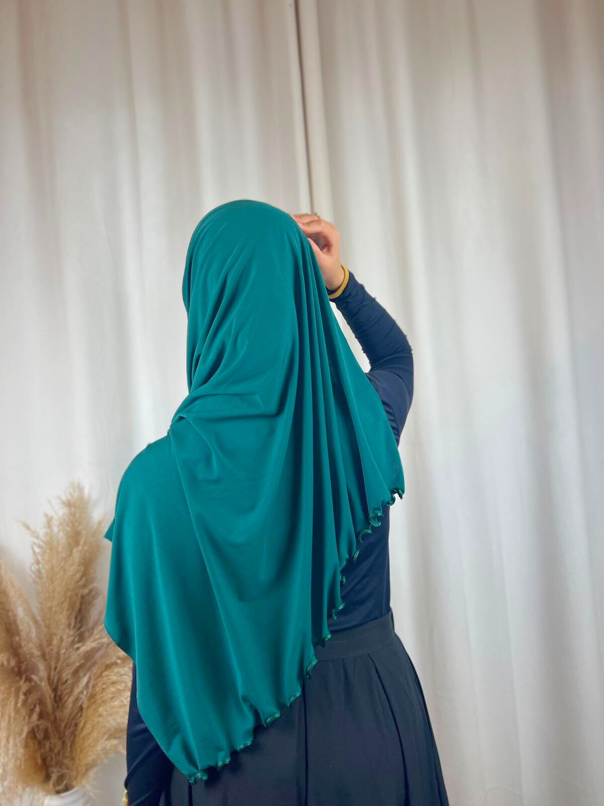 Hijab Premium Jersey Frisé - Vert Bouteille MonHijab.fr