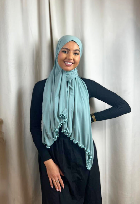 Hijab Jersey Frisé Premium - Bleu Turquoise N°53