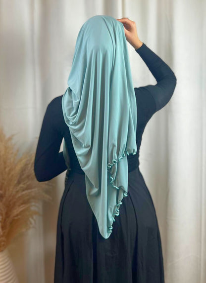 Premium Jersey Frisé Hijab - Water Green