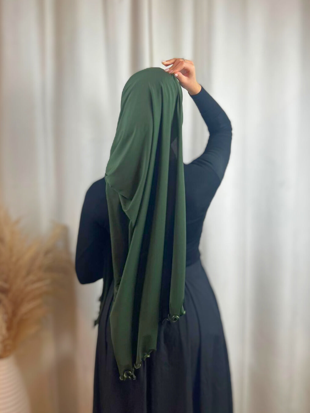 Hijab Jersey Frisé Premium - Vert Sapin N°46