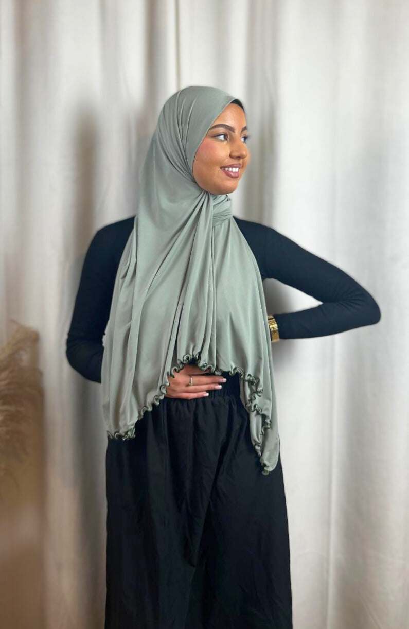 Hijab Jersey Frisé Premium - Vert Clair N°47