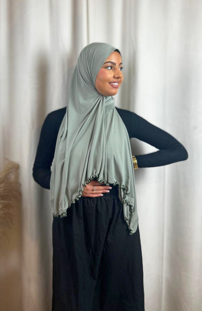 Hijab Jersey Frisé Premium - Vert Clair N°47