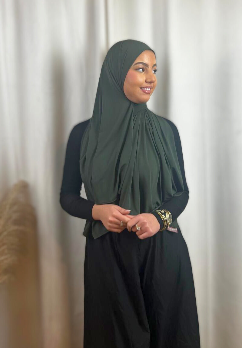 Hijab Jersey Premium - Vert Militaire N°69