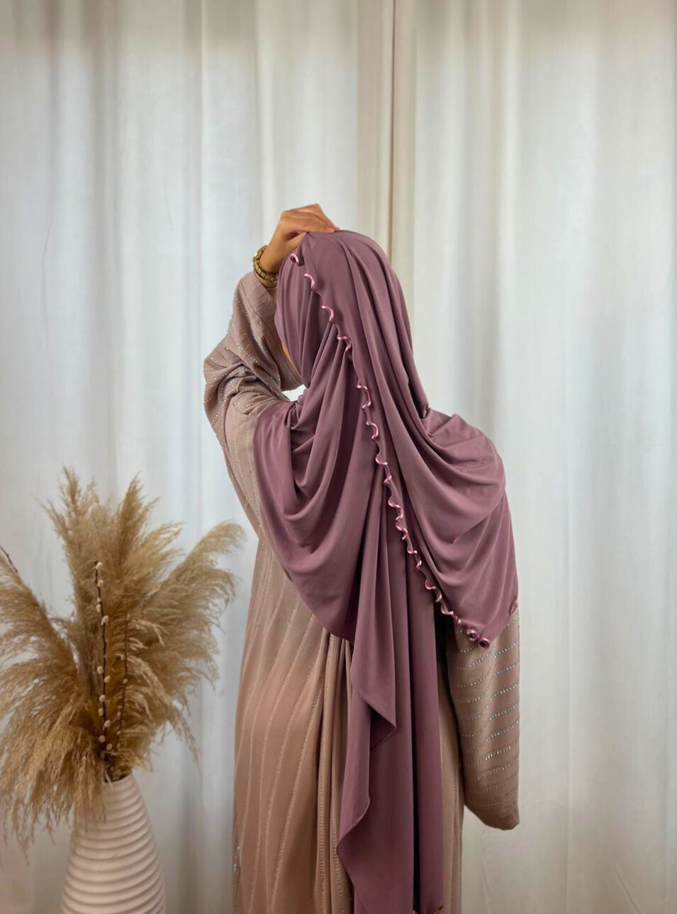 Hijab Prémium Jersey Frisé - Rose Foncé.