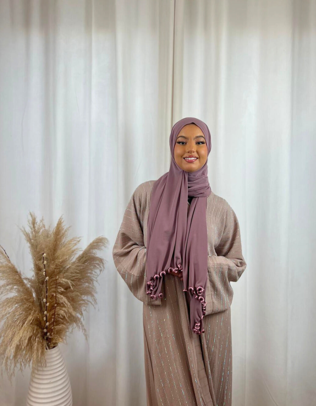 Hijab Prémium Jersey Frisé - Rose Foncé.