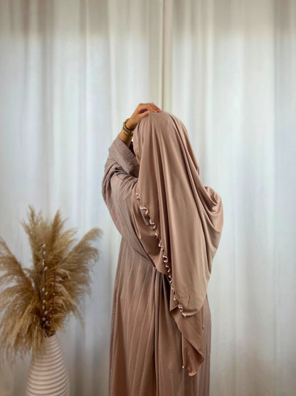 Hijab Prémium Jersey Frisé - Rose Poudré.