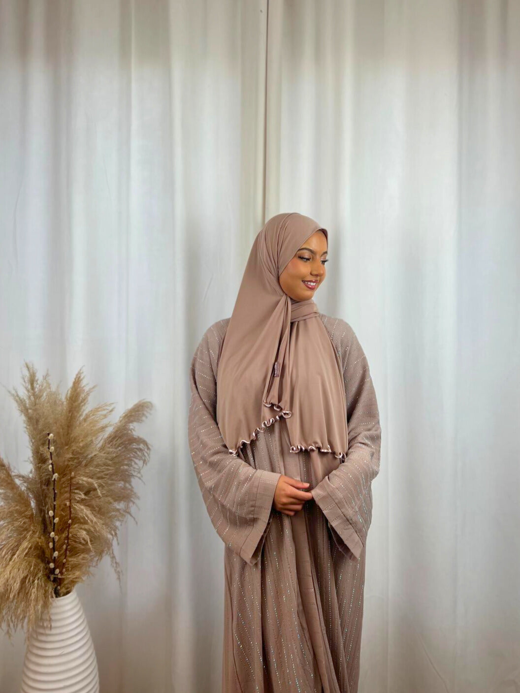 Hijab Prémium Jersey Frisé - Rose Poudré.