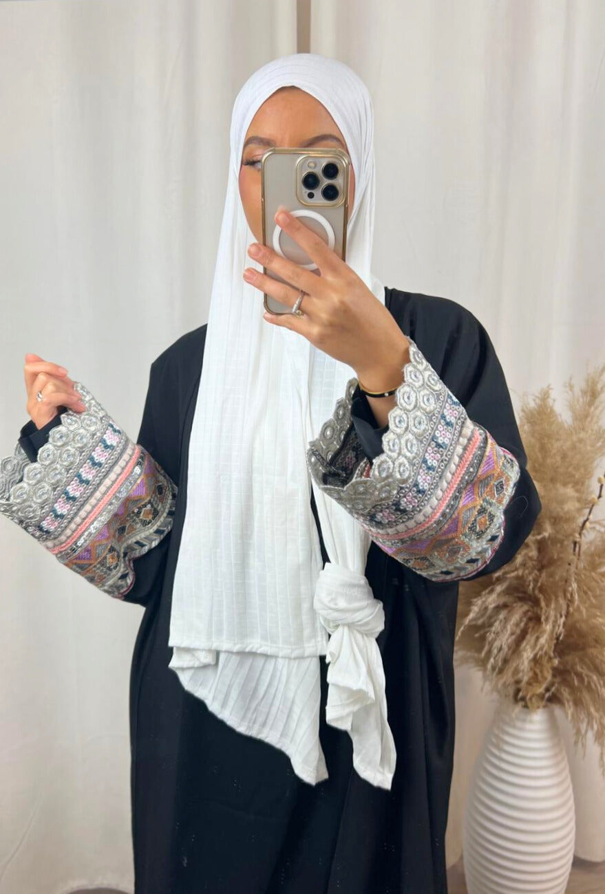 Hijab Prémium Jersey - jacquard - Blanc.