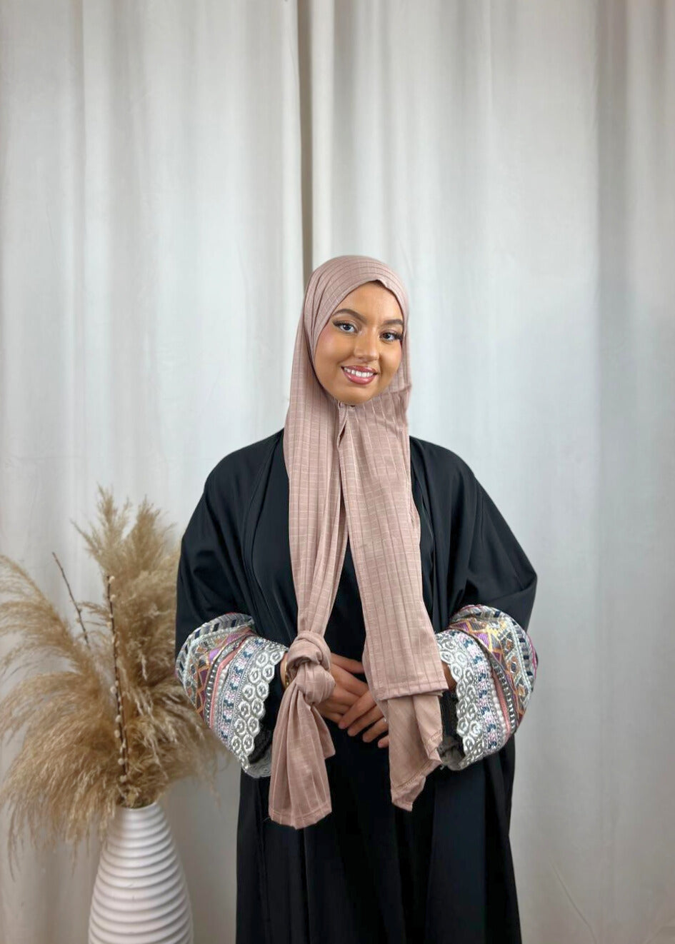 Hijab Prémium Jersey - jacquard - Marron Clair.