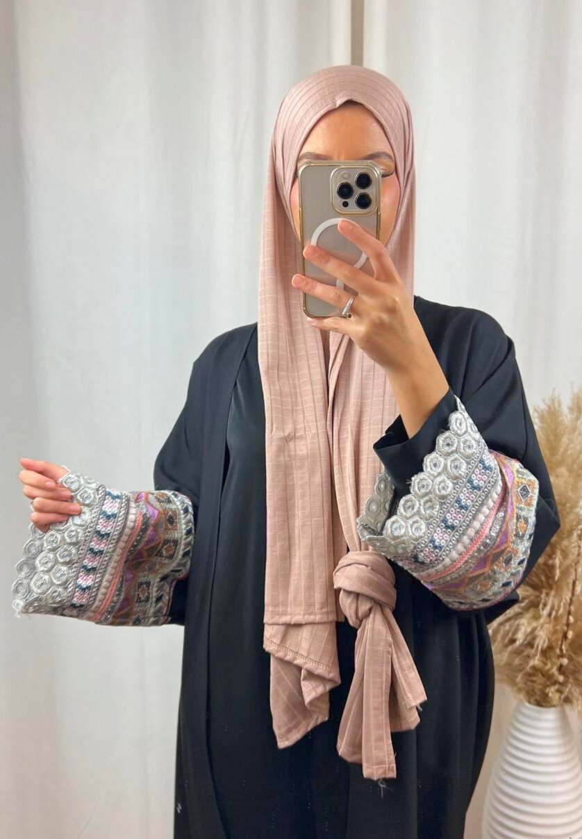 Hijab Prémium Jersey - jacquard - Marron Clair.