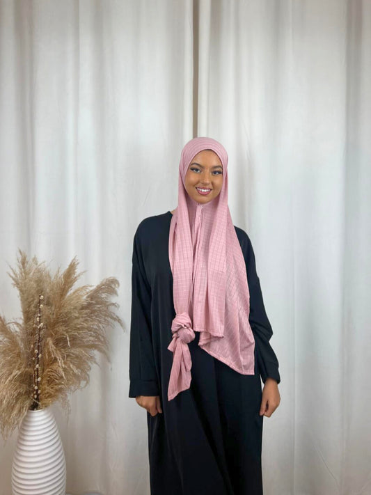 Hijab Prémium Jersey - jacquard - Rose Clair.