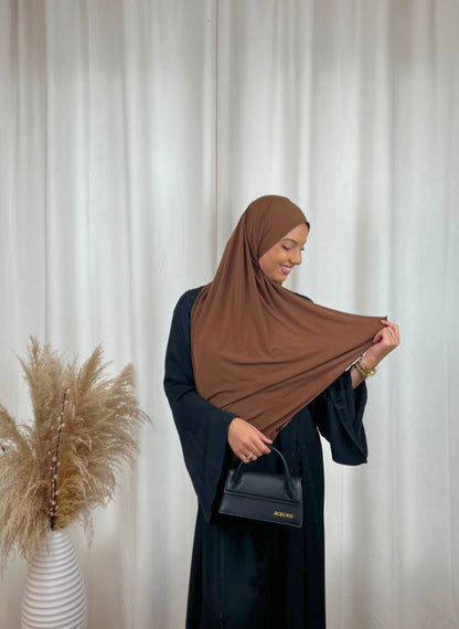 Hijab Prémium Jersey - Marron Chocolat.