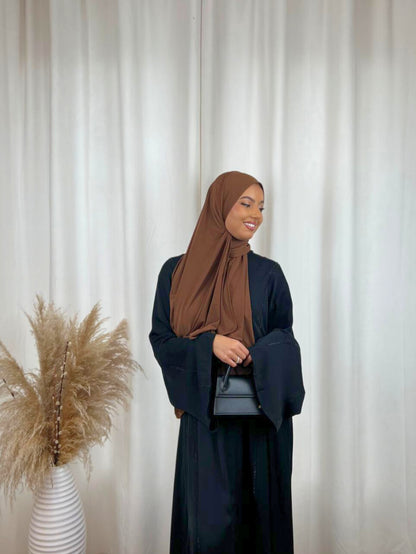 Hijab Prémium Jersey - Marron Chocolat.