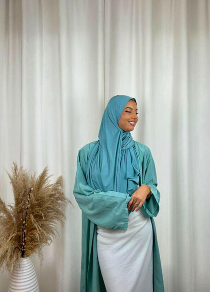 Hijab Prémium Jersey - Vert Turquoise.