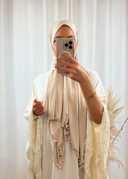 Hijab Prémium Jersey Frisé - Crème.