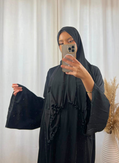 Hijab Prémium Jersey Frisé - Noir.