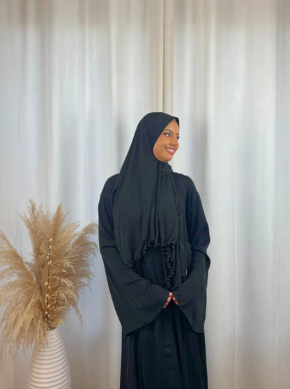 Hijab Prémium Jersey Frisé - Noir.