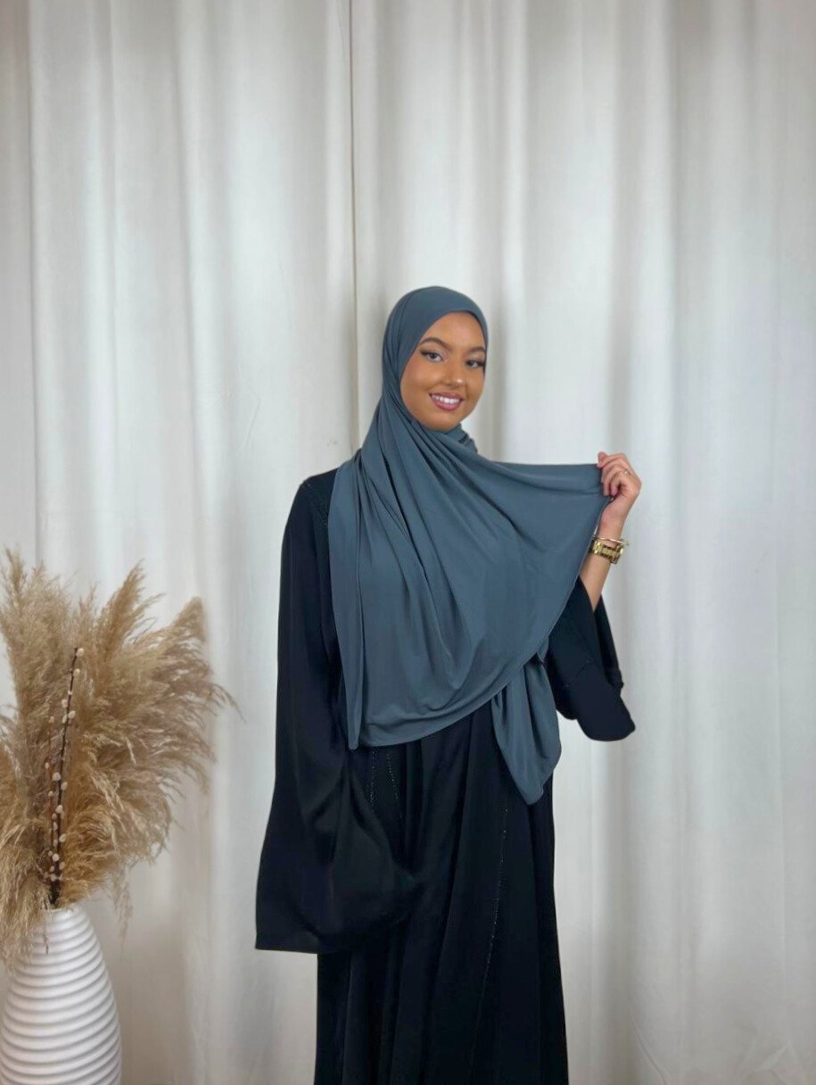 Hijab Prémium Jersey - Gris foncé.