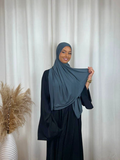 Hijab Prémium Jersey - Gris foncé.