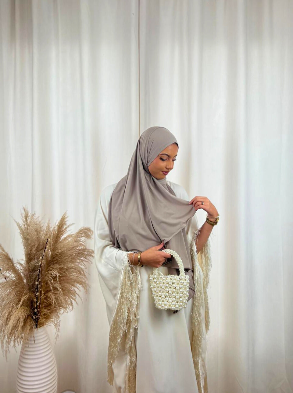 Hijab Prémium Jersey - Taupe Clair.