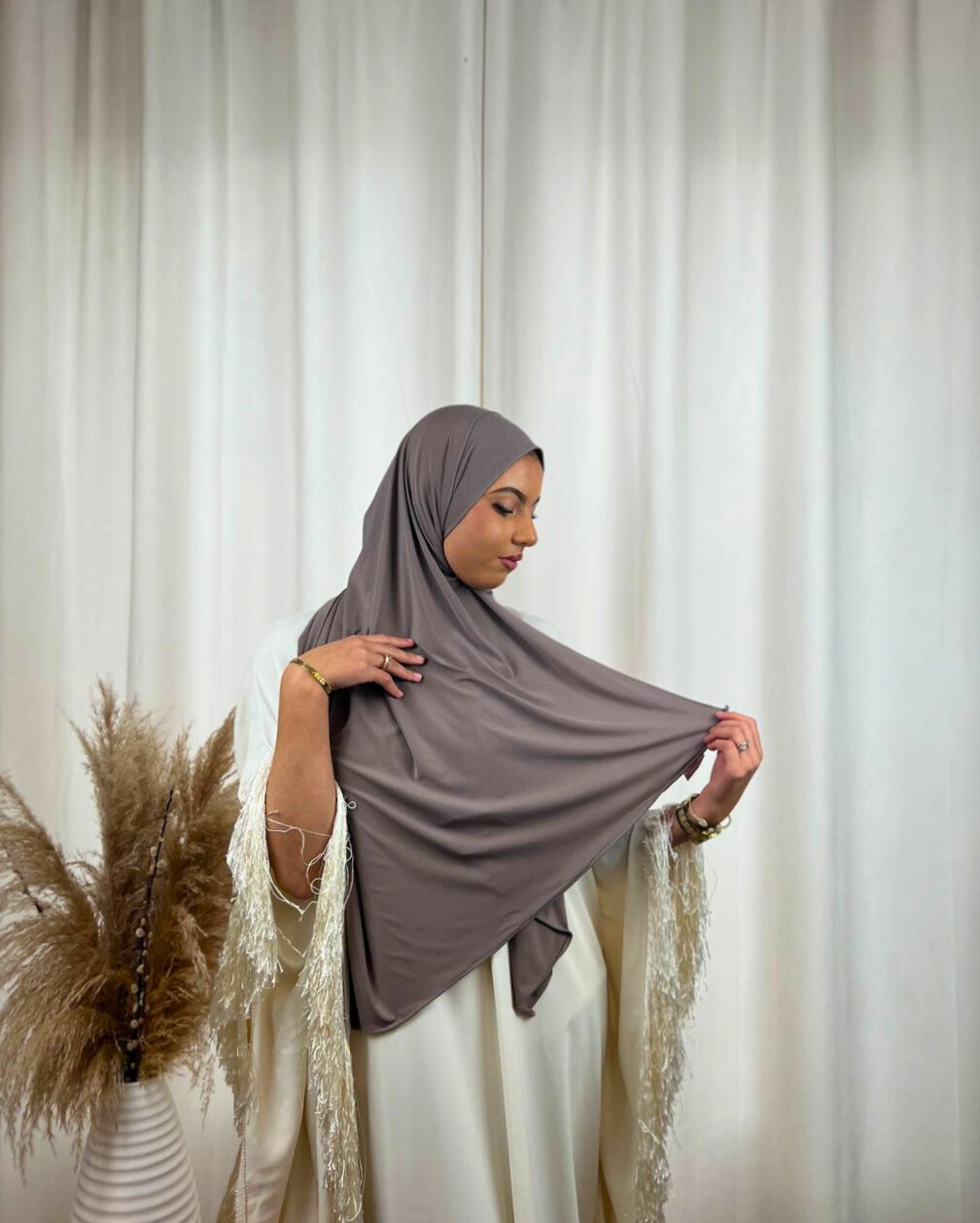 Hijab Prémium Jersey - Taupe Foncé.