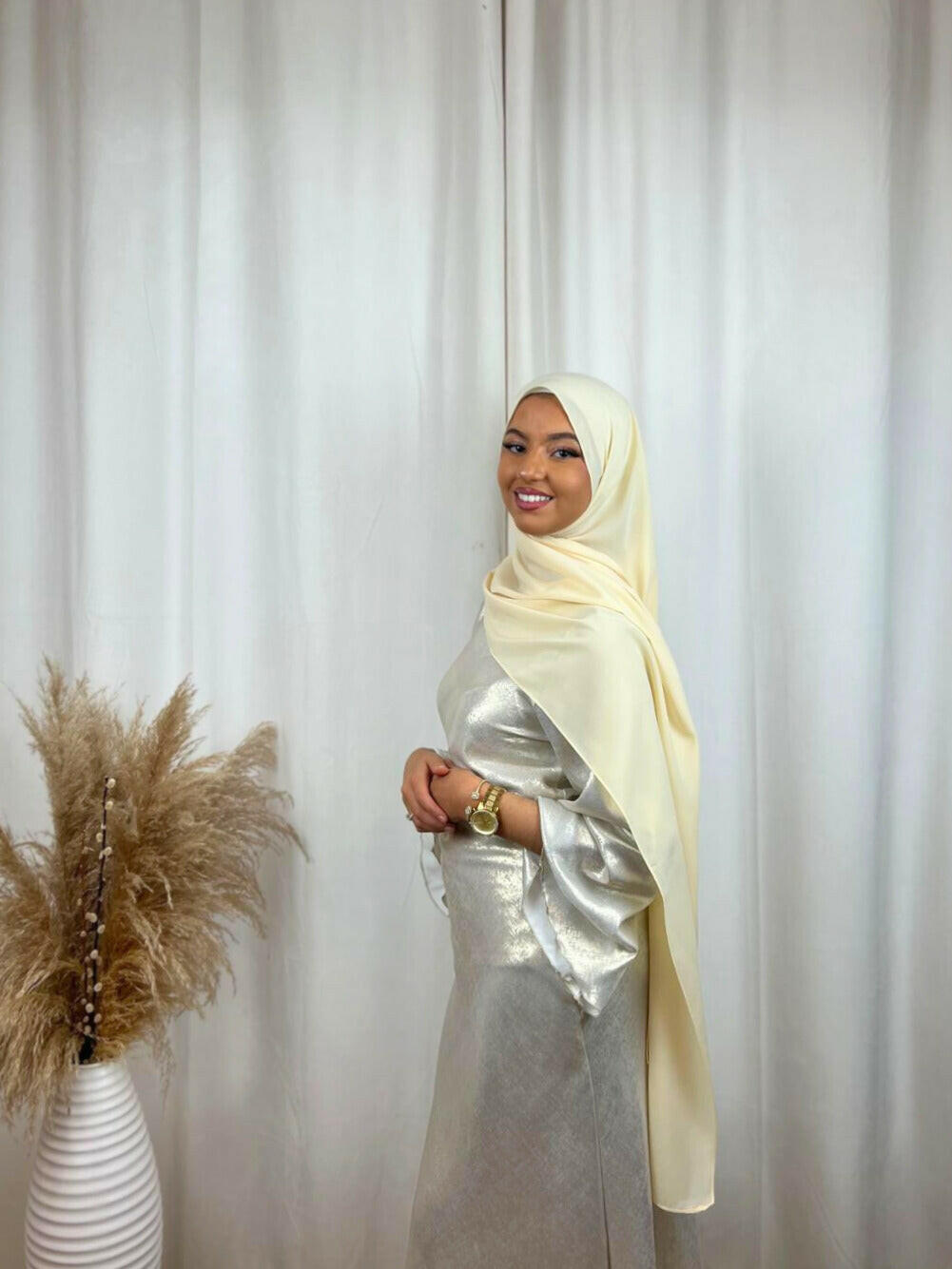 Hijab Prémium Soie De Médine - Beige.