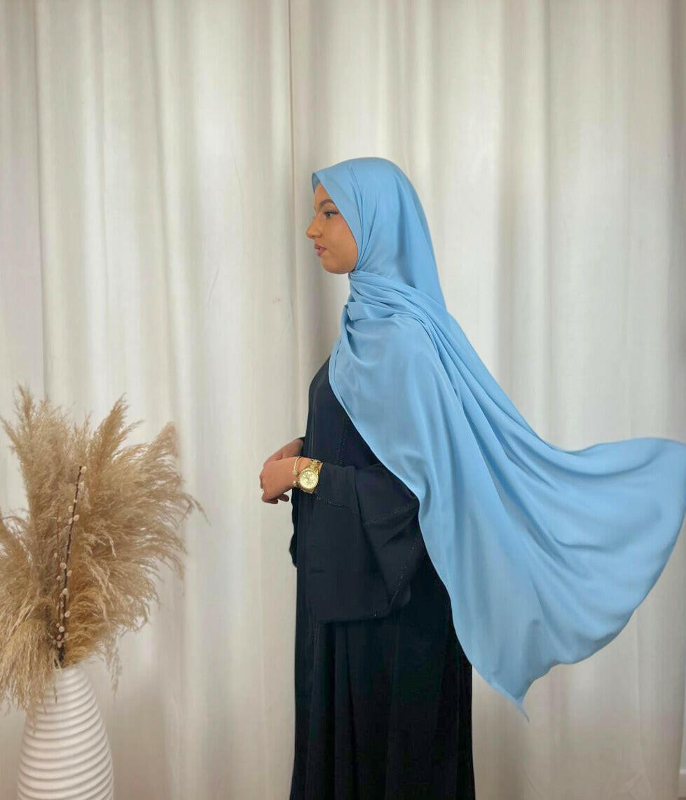 Hijab Prémium Soie De Médine - Bleu.