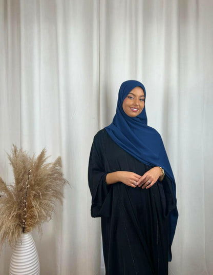 Hijab Prémium Soie De Médine - Bleu Nuit.