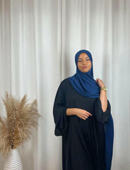 Hijab Prémium Soie De Médine - Bleu Nuit.